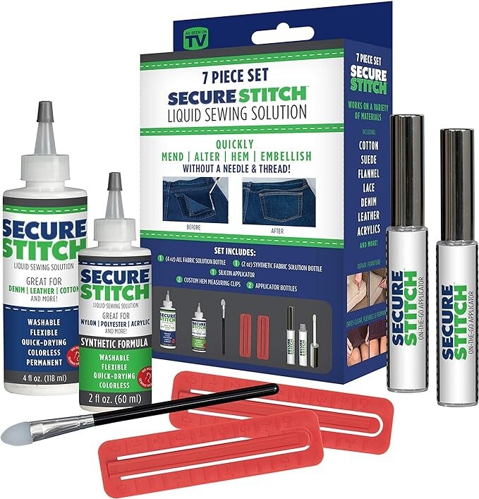 Secure Stitch Liquid Sewing Glue Emergency Solution  7pc Set