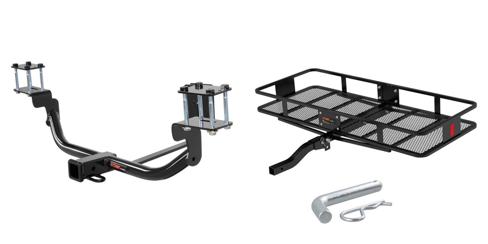 Trailer Hitch w/ Folding Cargo Basket Carrier CURT Class 3 2in Receiver - 13177