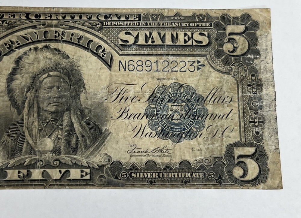 1899 $5 Silver Certificate "Chief" Note Speelman/White