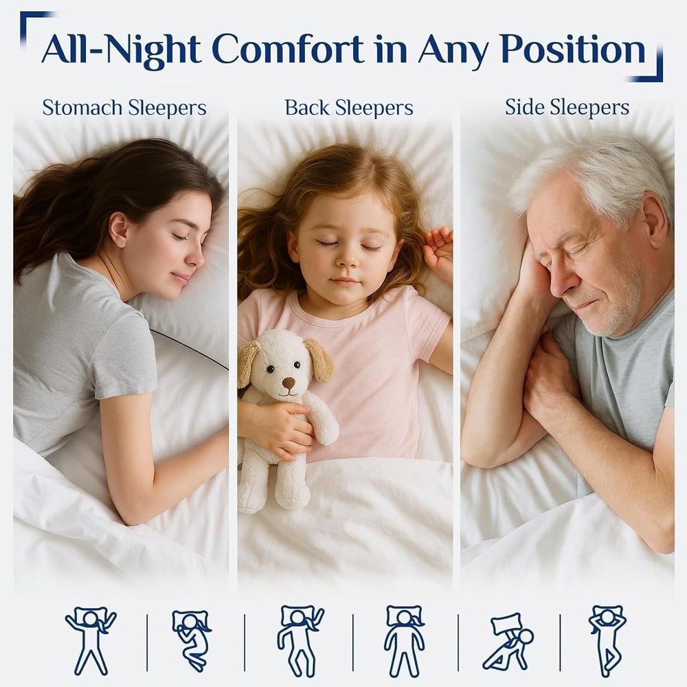 Queen Size Soft Support Pillow with Durable Microfiber Cover for Restful Sleep