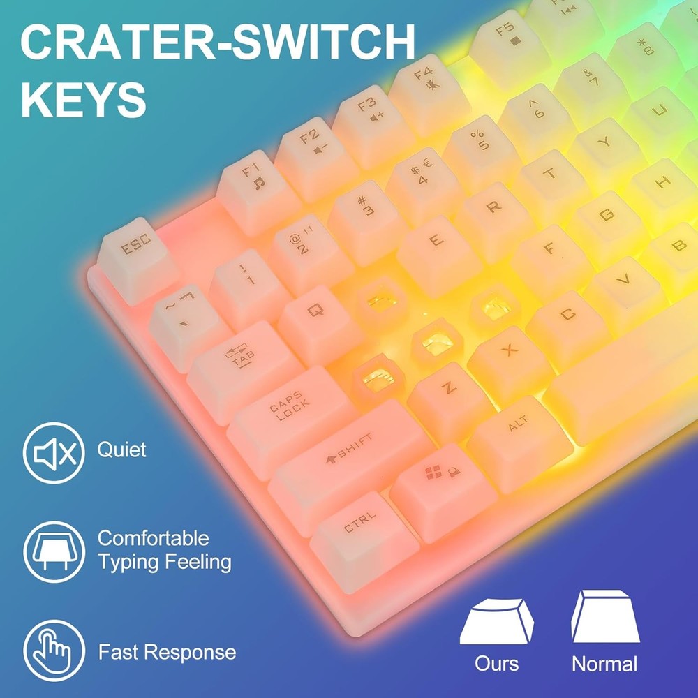 CHONCHOW LED Keyboard and Mouse, 104 Keys Rainbow Backlit White