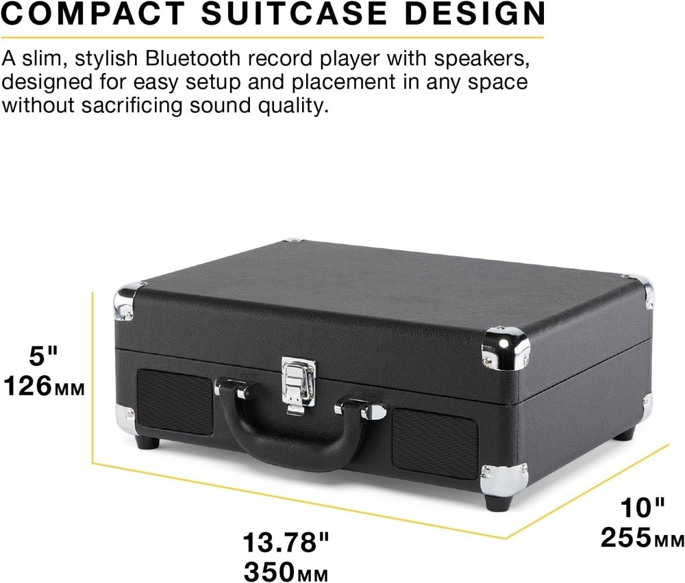 Retro Bluetooth Suitcase Record Player - Dynamic Sound & Easy Setup | Journey II