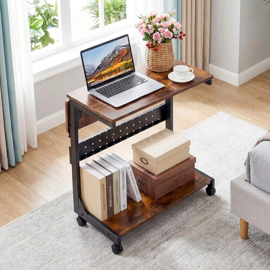 2-Tier Tower Stand, Height Adjustable PC Stand, Computer Cart Withp