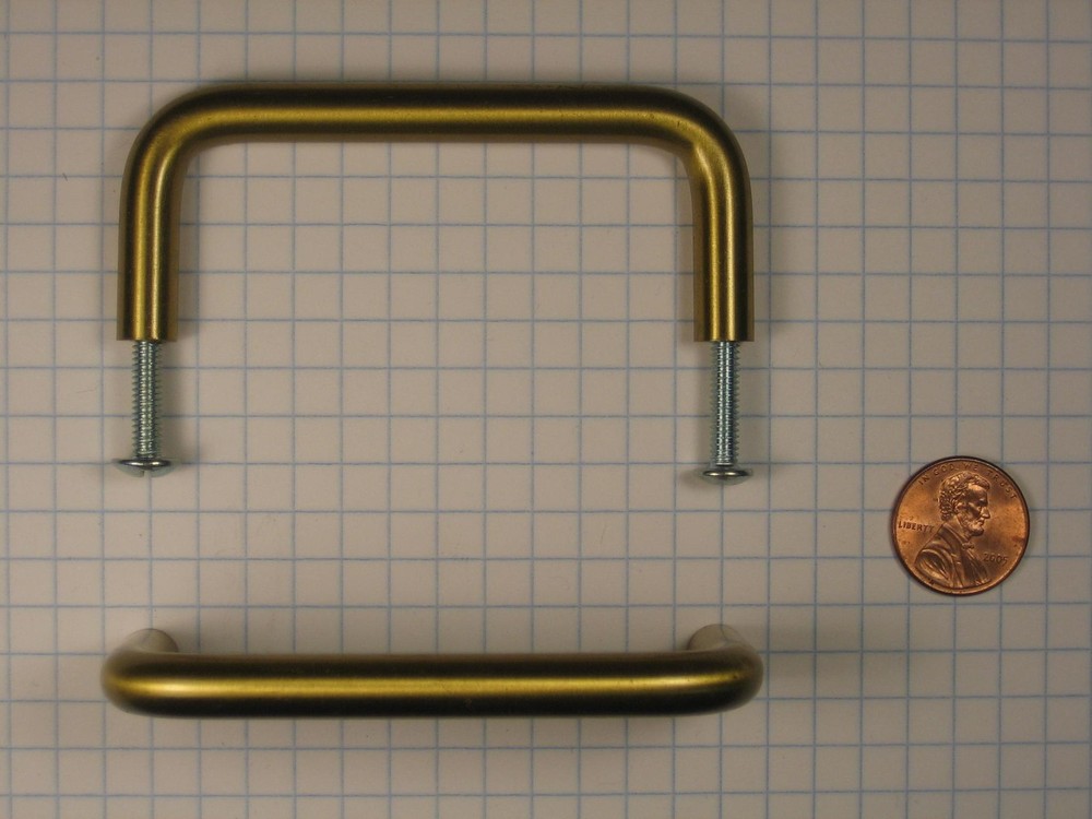 FERUM #PB1483-(SATIN BRASS) WIRE PULL, SOLID BRASS,  3" CENTER-TO-CENTER