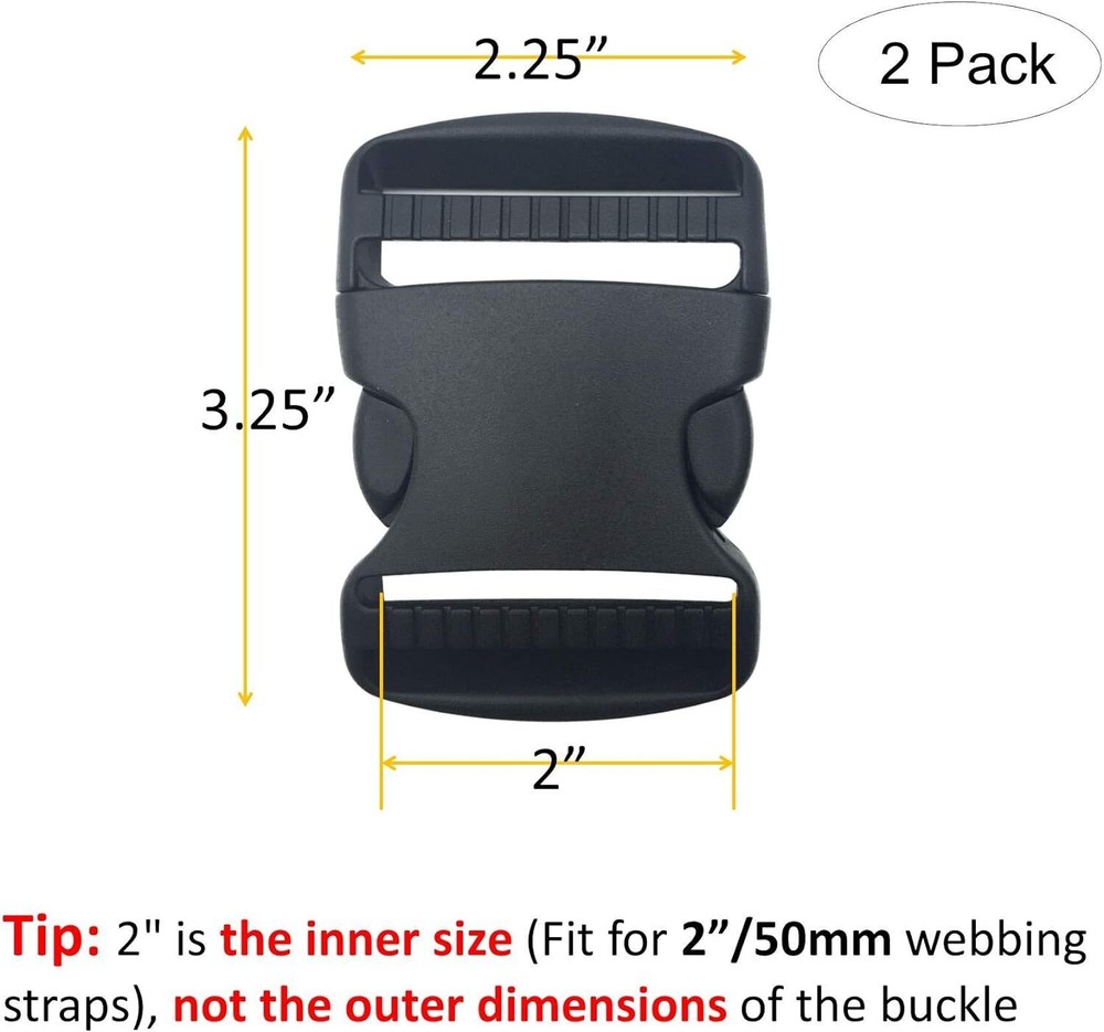 EesTeck 2 Set 2 Inch Flat Dual Adjustable Plastic Quick Side 2"-2 Pack