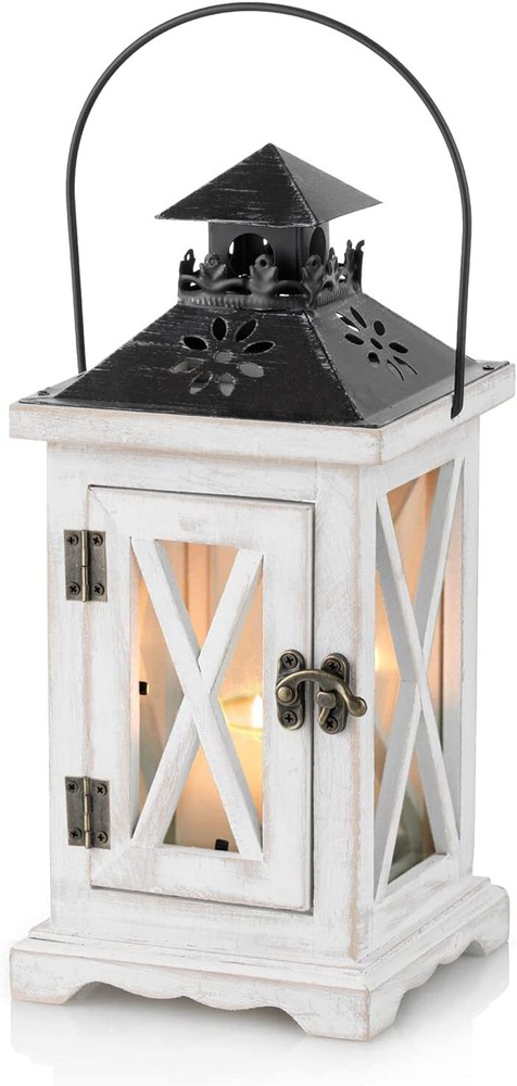 Rustic Hanging Lantern Light Distressed WHITE Indoor Outdoor Wedding Lighting