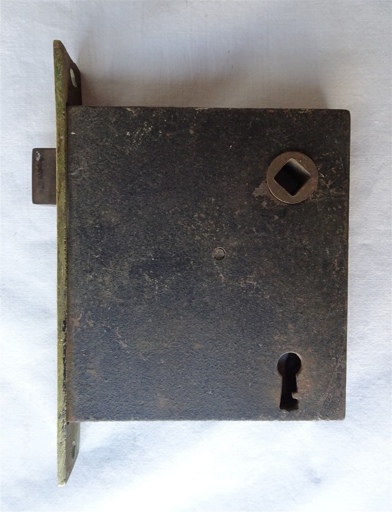 Vintage Mortise Door Lock with Latch, Dead Bolt & Solid Brass Faceplate