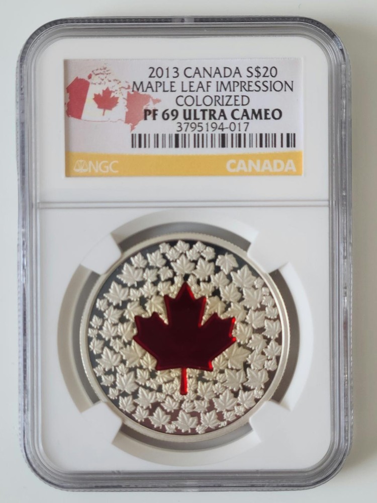 2013 CANADA $20 Silver Maple Leaf Impression Red Enamel NGC PR69UC