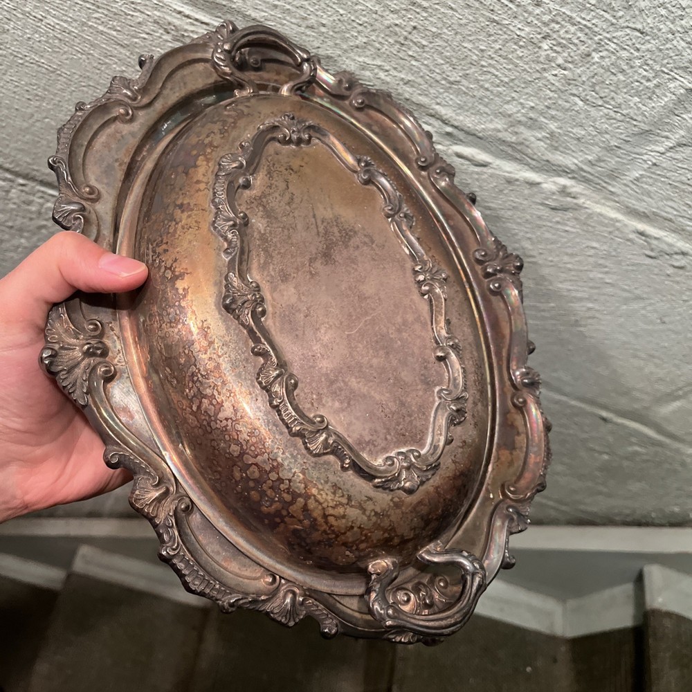 Vintage silver plate covered serving veggie dish