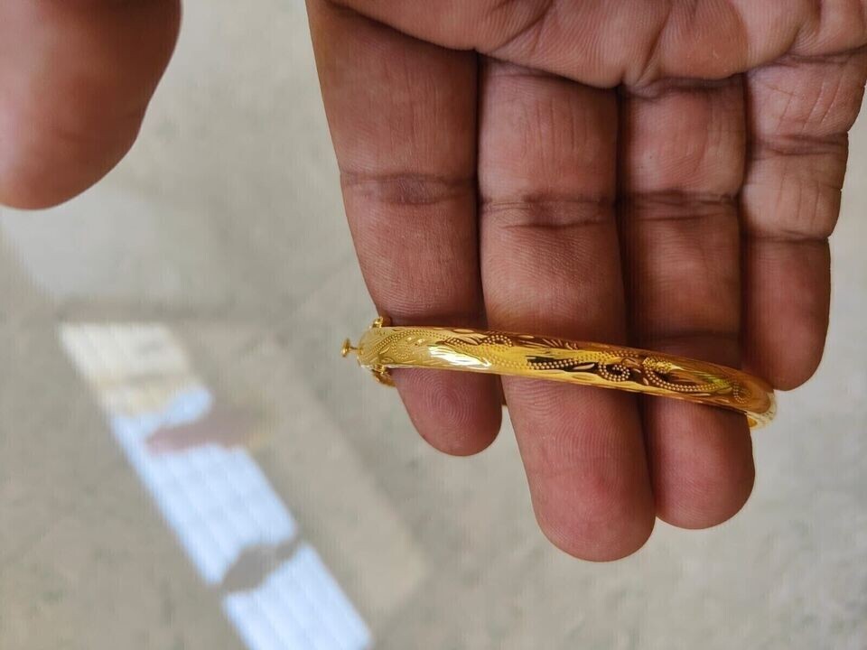 Old Style New Style 14k Yellow Gold Plated 7.5" Bangle Bracelet Unisex