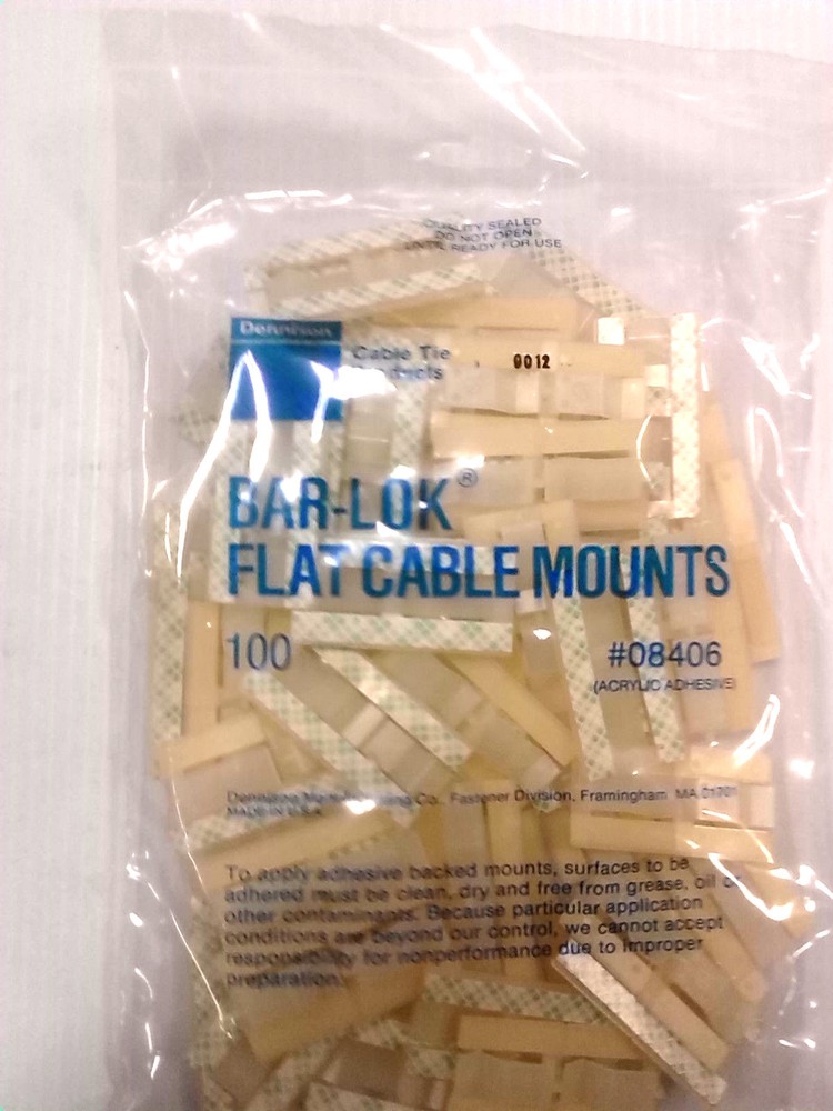 New.(100pc) BAR-LOK - Flat Cable Mount - Adhesive back - AVERY / DENNISON #08406