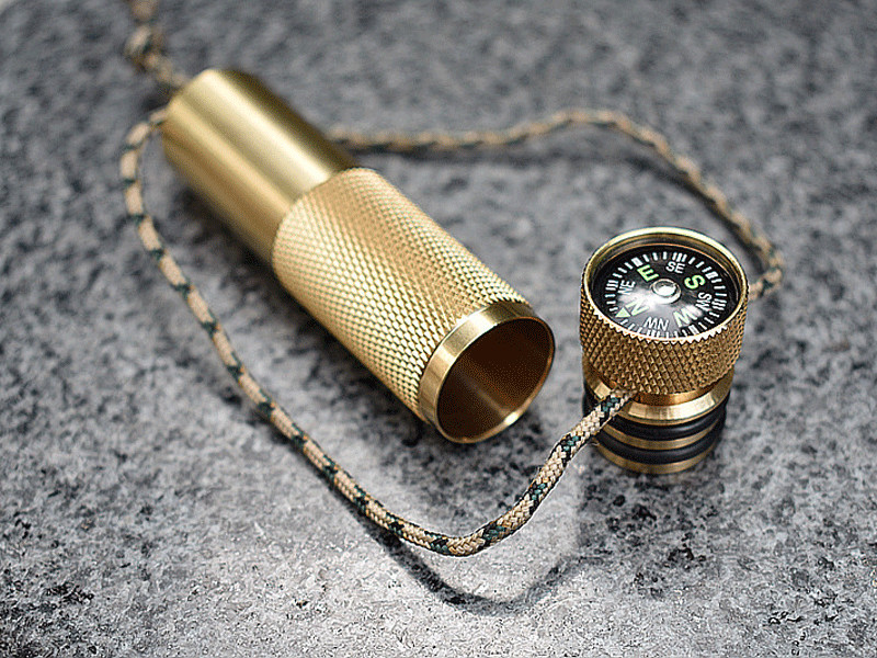 EDC Brass Waterproof Pill Case Container Box Pendant Compass Multi Tool Gift