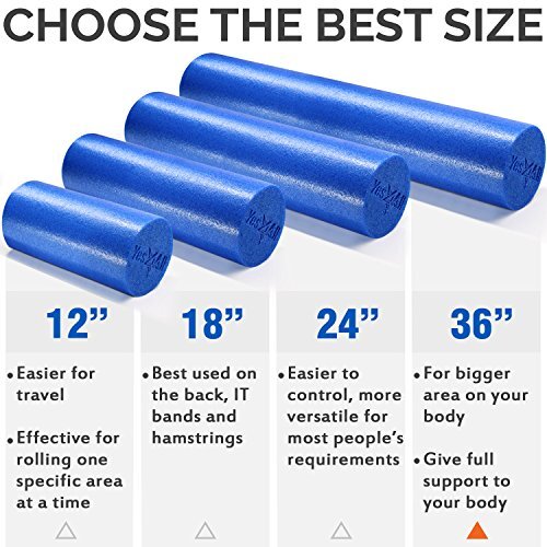 24" Soft-Density Round Foam Roller for Balance Strengthening Flexibility, Blue