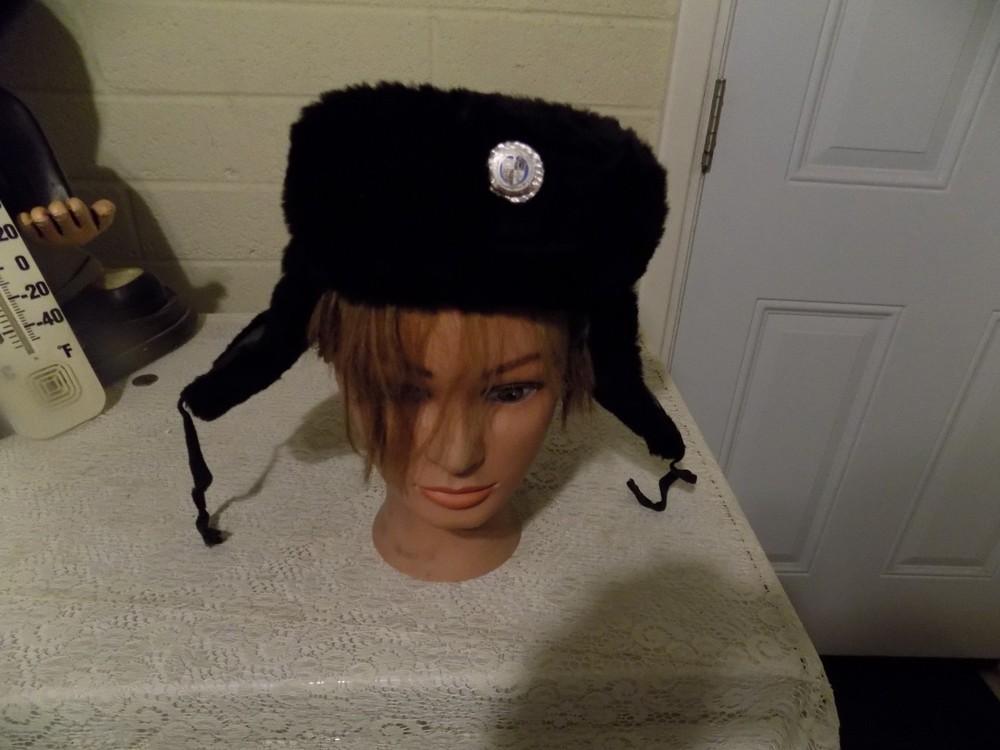Original US Navy Task Force 199, Operation Deep Freeze, Leather & Fur Hat