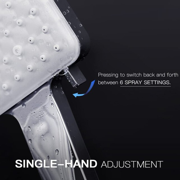 EQLOO 6‑Function High Pressure Handheld Shower Head Chrome w/ 59" Hose