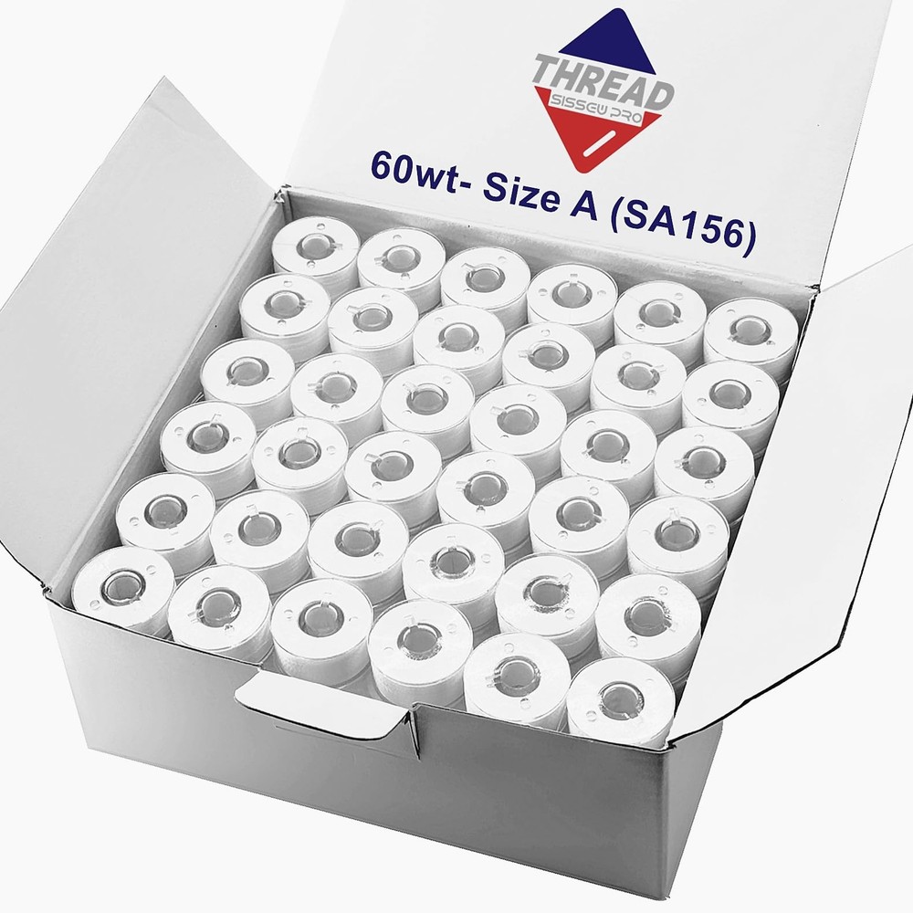 144pcs White 70D/2 Polyester Prewound Bobbins Thread, SA156 60wt Embroidery Thre