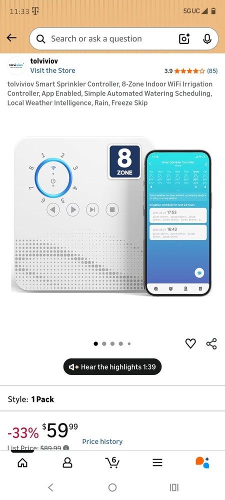 Tolviviov Smart Sprinkler Controller, 8 Zones