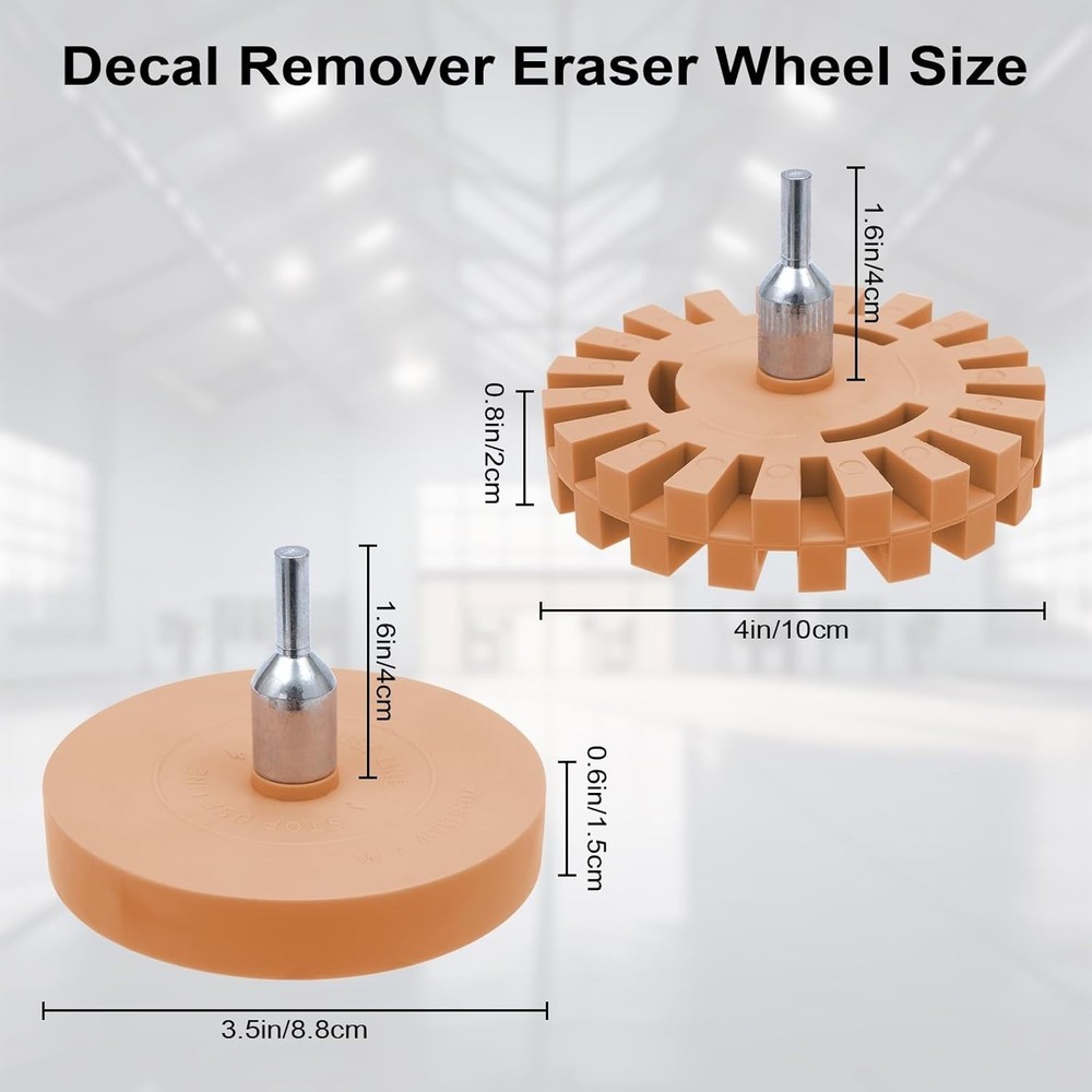 for Drill - 4 Pack Rubber Wheel Decal Remover Kit with Solid & Gear Design, A...
