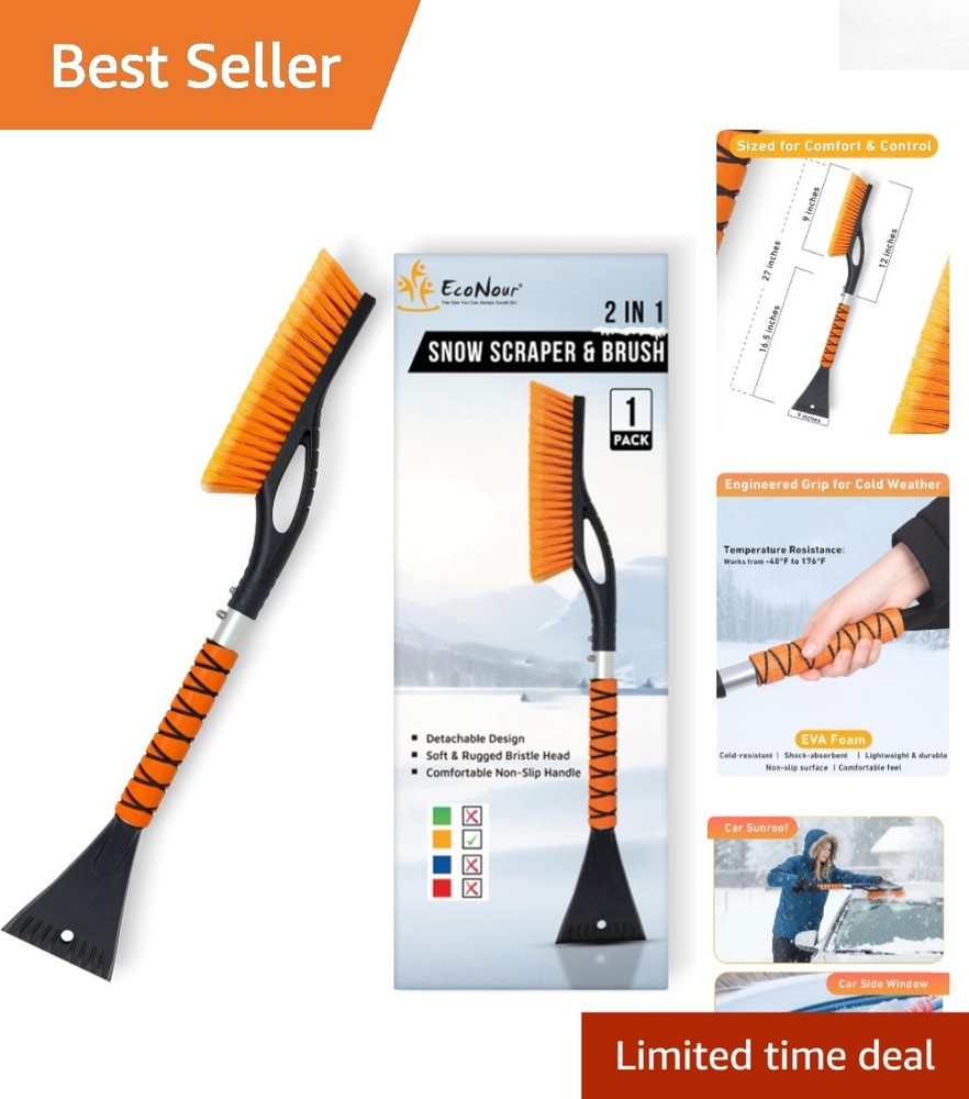 Durable 27" Dual-Action Snow Brush & Ice Scraper with Soft Ergonomic Grip