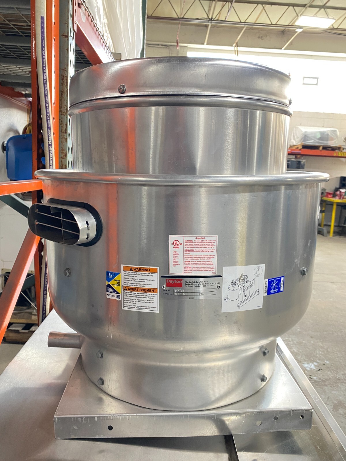 Exhaust Fan/ New Dayton 20FT09 Upblast Fan/ 115/208/230V/ 1 Phase