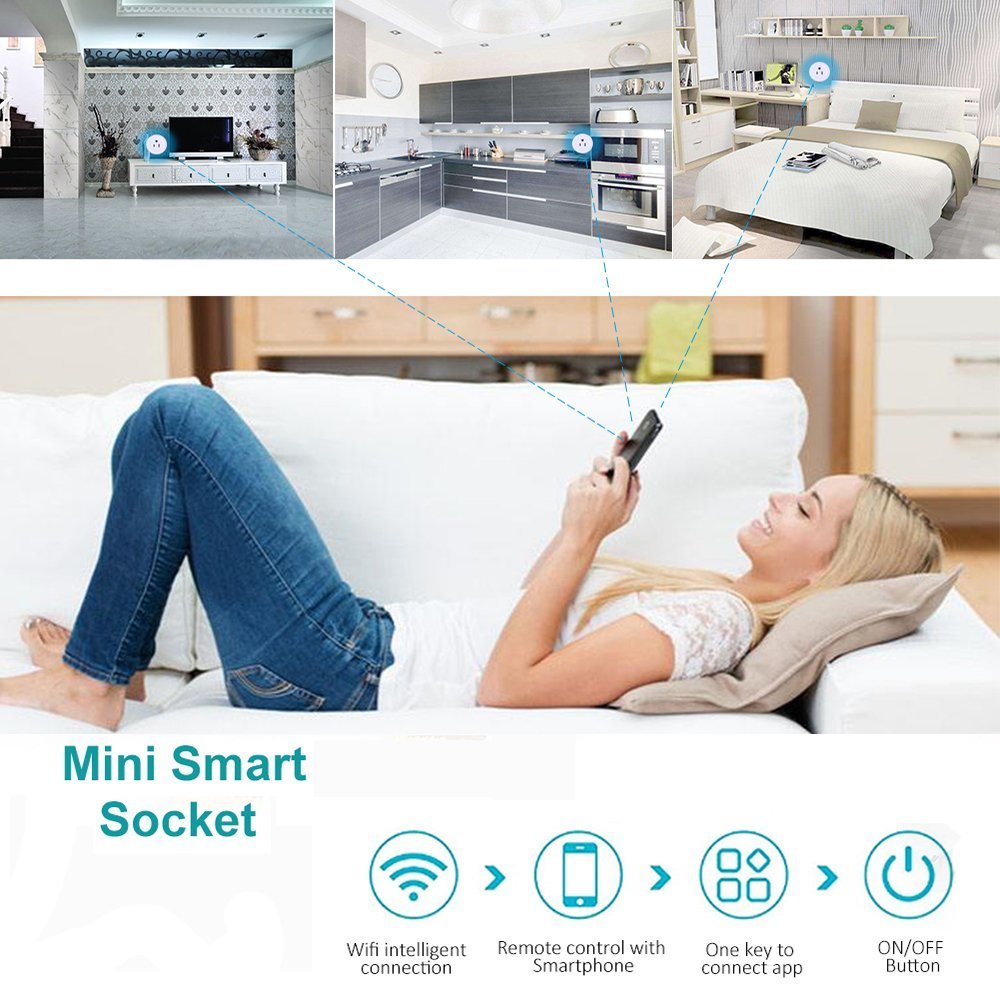 WiFi Smart Plug Mini Socket Outlet 2.0, Voice Control Works with Amazon Alexa