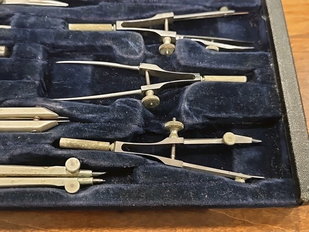 Vintage K&E Keuffel & Esser Co 10 Piece Drafting Tools Kit