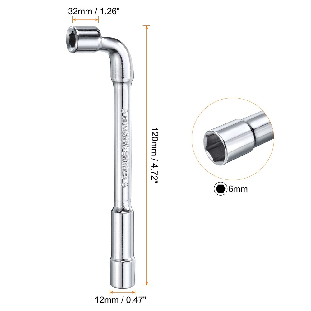 L Shaped Angled Hex Socket Wrench 6mm Double Ended Metric Socket Spanner