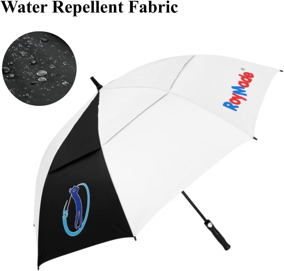 ROYMADE Automatic Open Golf Umbrella Oversize Double Canopy White+Black