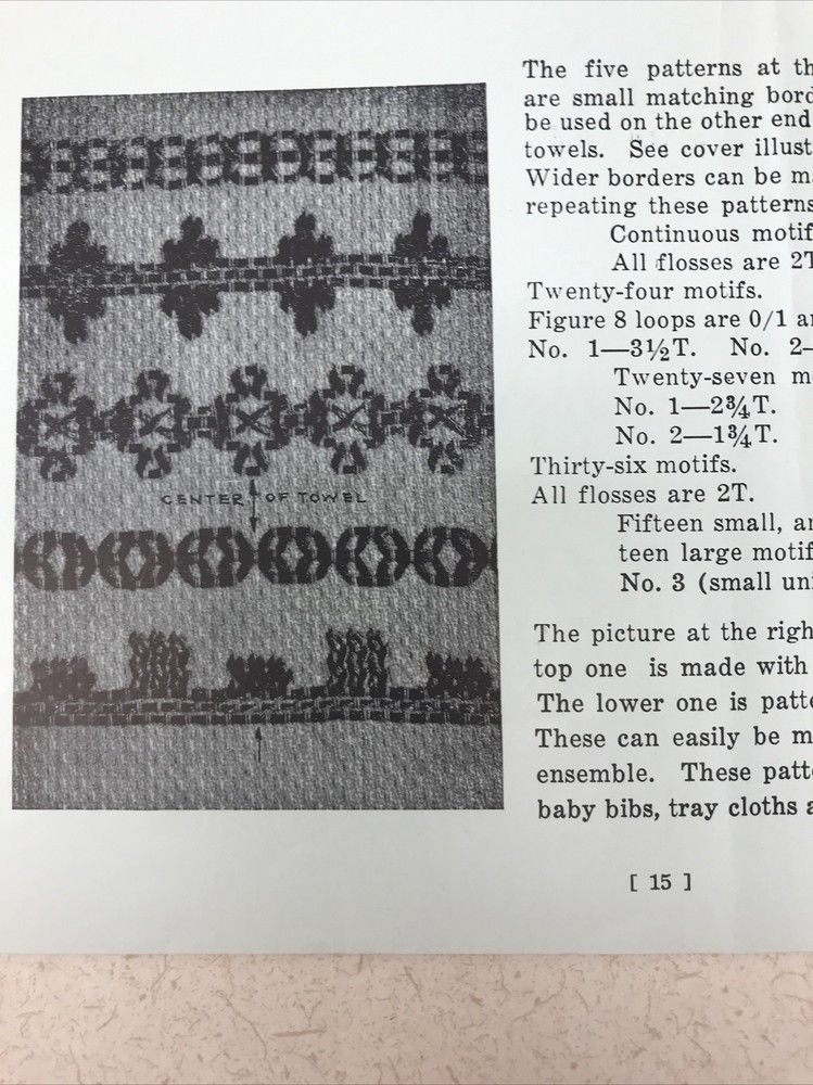 Vintage Huck Towel Patterns 1937 stitch Instructions booklet