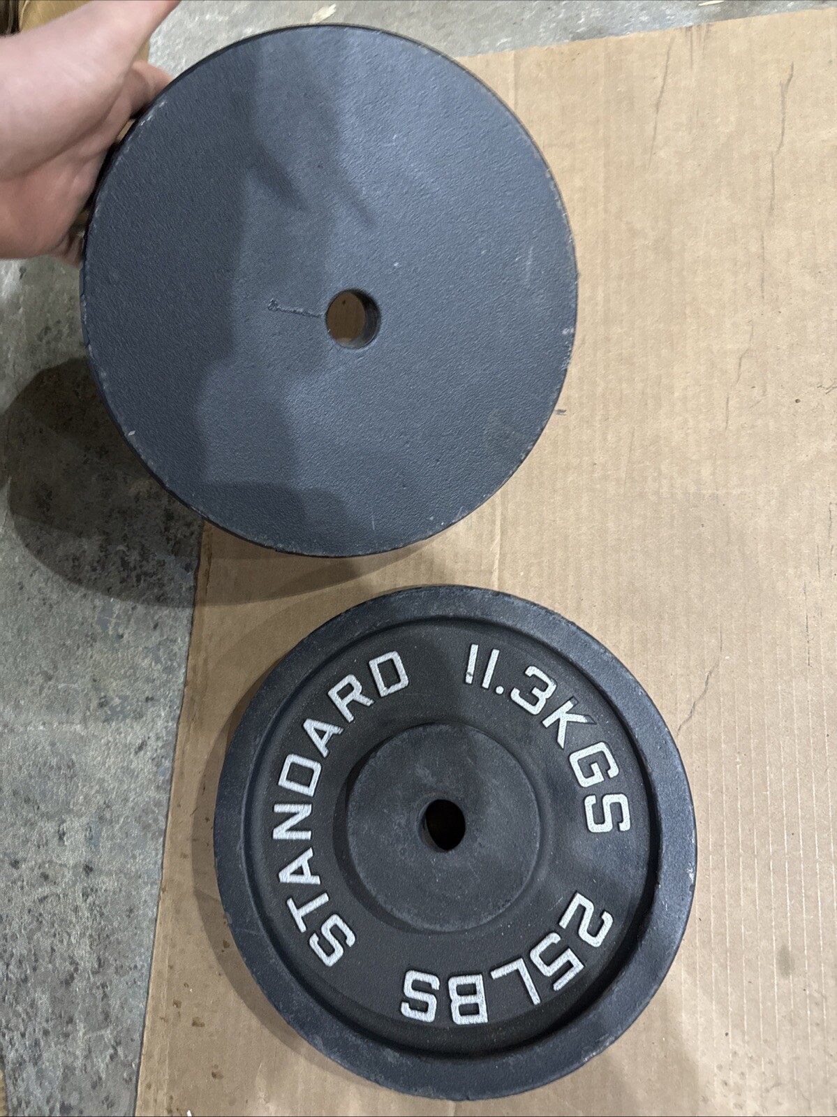 2 X 25lb 1" Hole Cast Iron Standard Weight Plates 50lbs Total