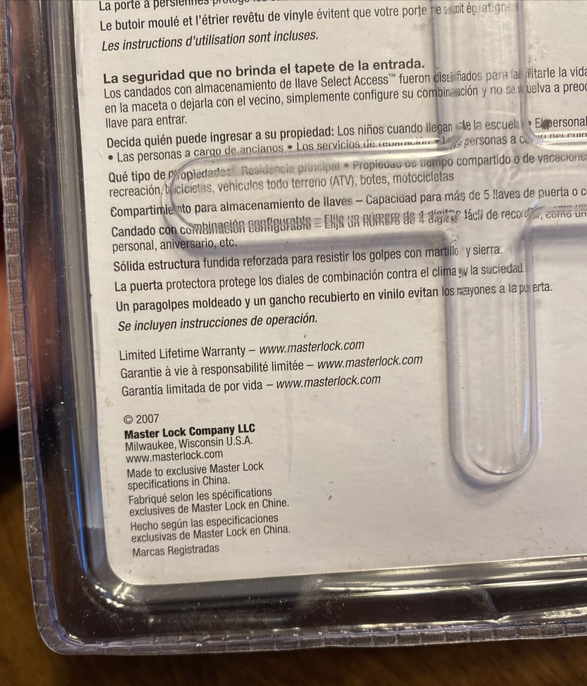 NOS Master Lock 5400D Select Access Combination Safe Spare Keys Storage 2007 B4