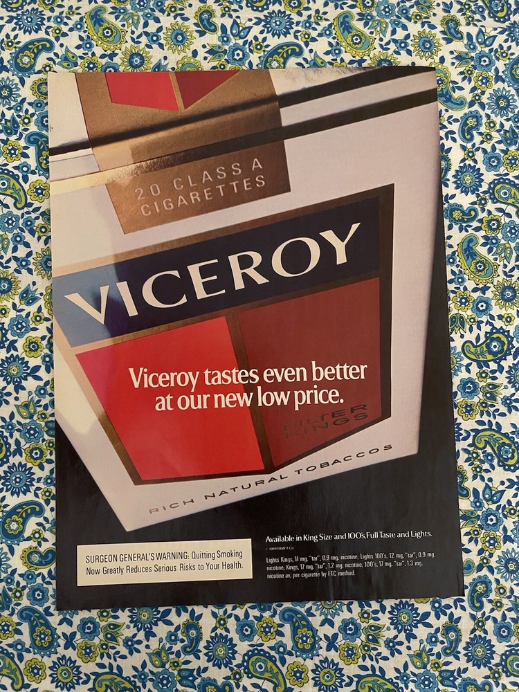 Vintage 1989 Viceroy Cigarettes Print Ad