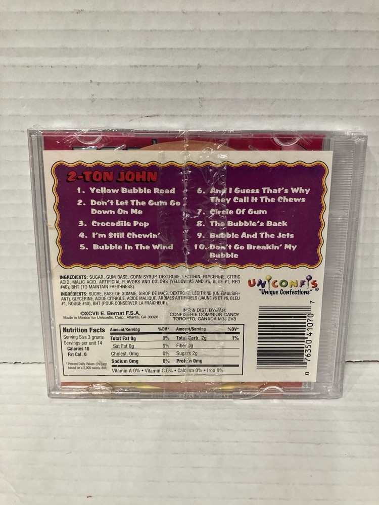 2 Ton John Compact Disc Bubble Gum MISP Elton John Spoof Unicomfis