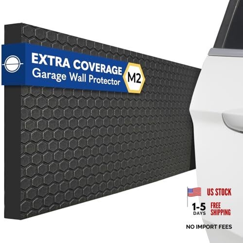 M2 Garage Wall Protector Car Door Wall Protector, Tool-Free, 2 Pack Black