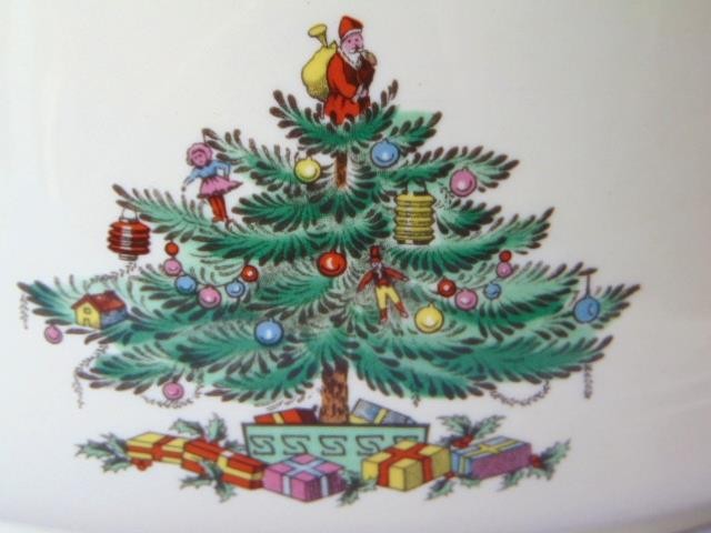 Vintage SPODE Oval Lidded Imperial Cookware Casserole, CHRISTMAS TREE Pattern