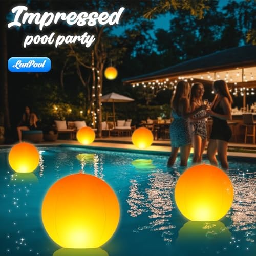 Floating Pool Lights,4" Flame Solar Pool Lights,Floating Glow Globe IP68 1