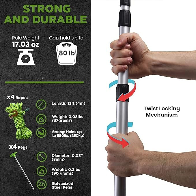 Aluminum Telescoping Tarp Poles Adjustable Universal Rod Replacement Canopy