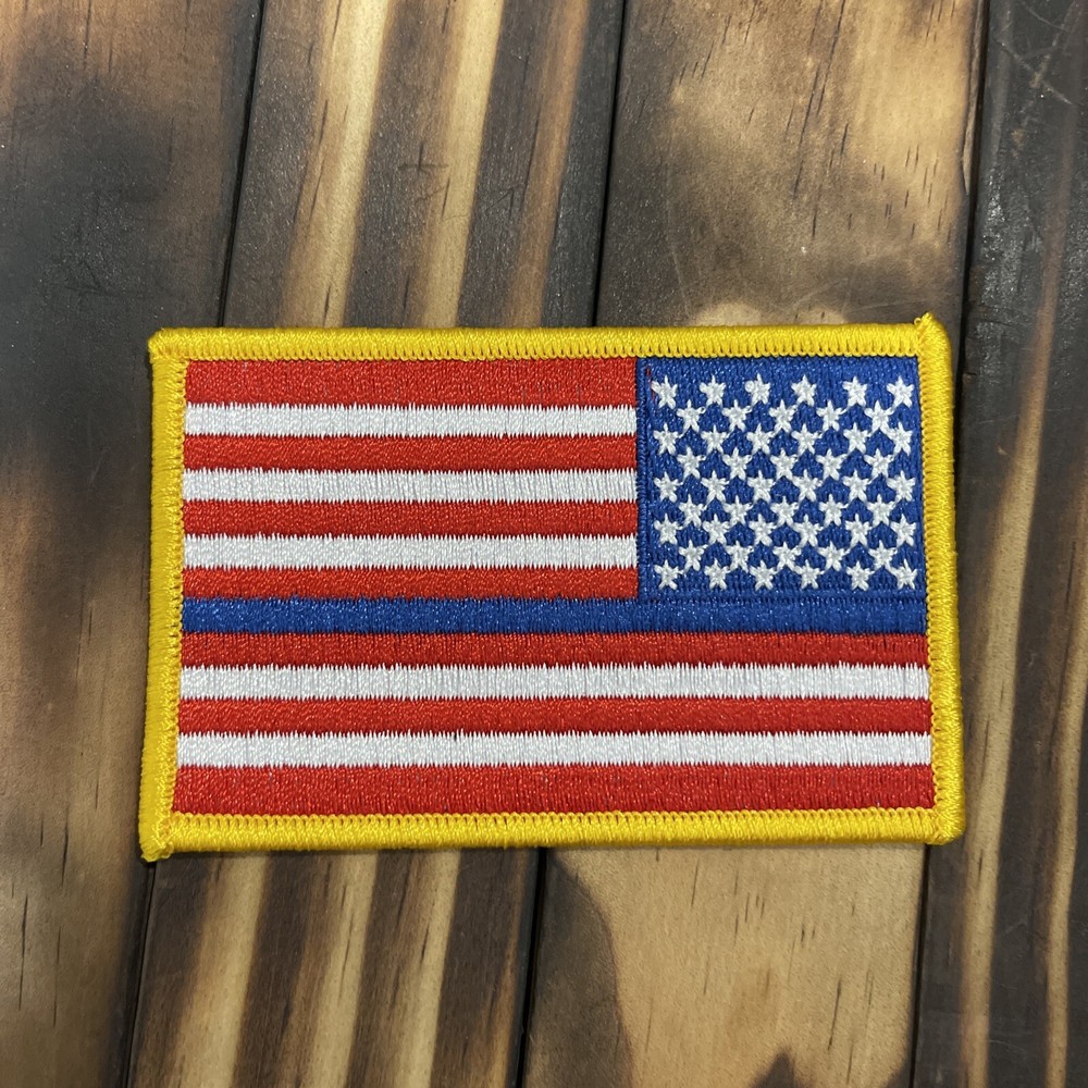 Full Color Thin Blue Line American Flag Patch, Reverse Facing