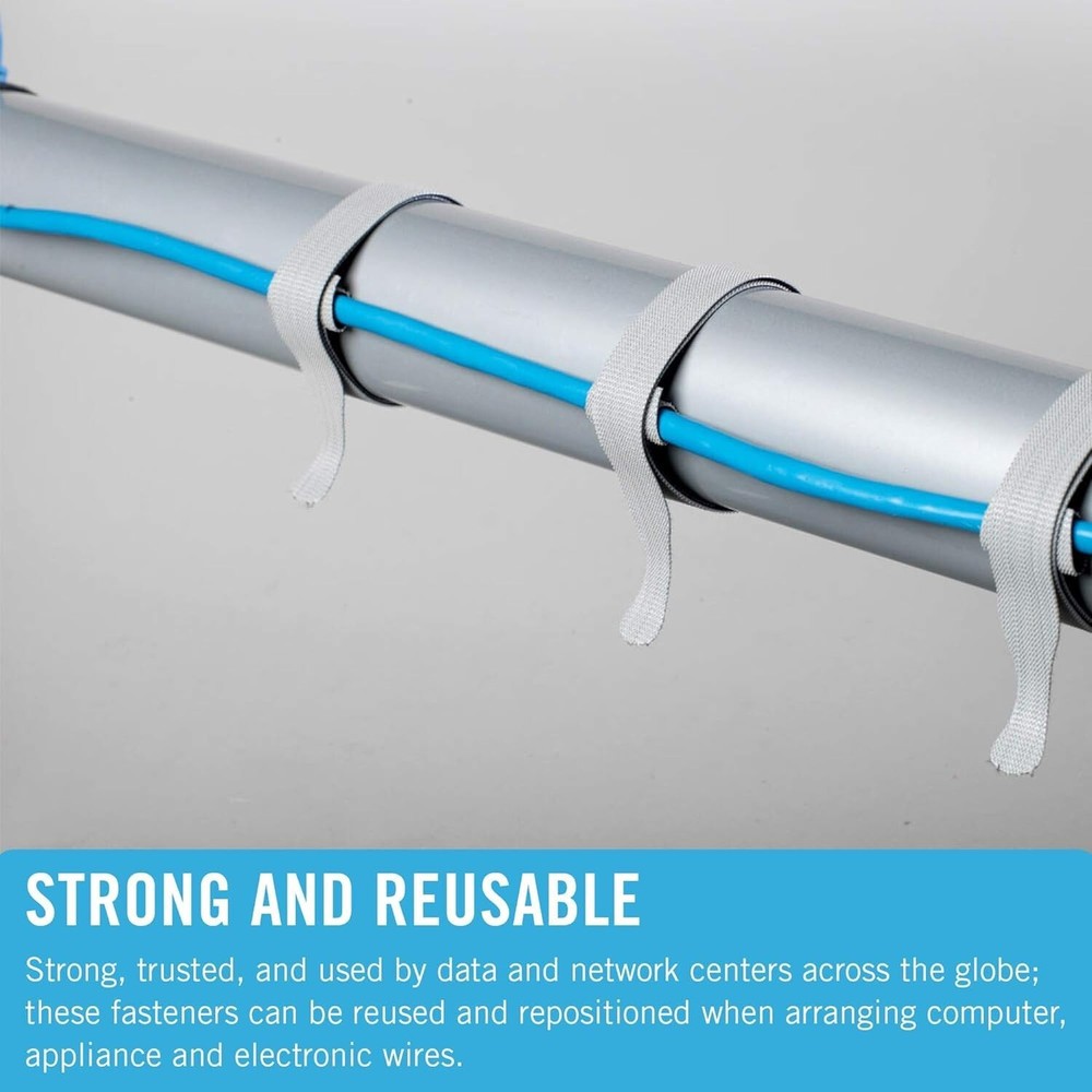 Cable Ties Velcro 50 Pc Reusable 8"x1/2" Wire Office Organization Bundle Straps.