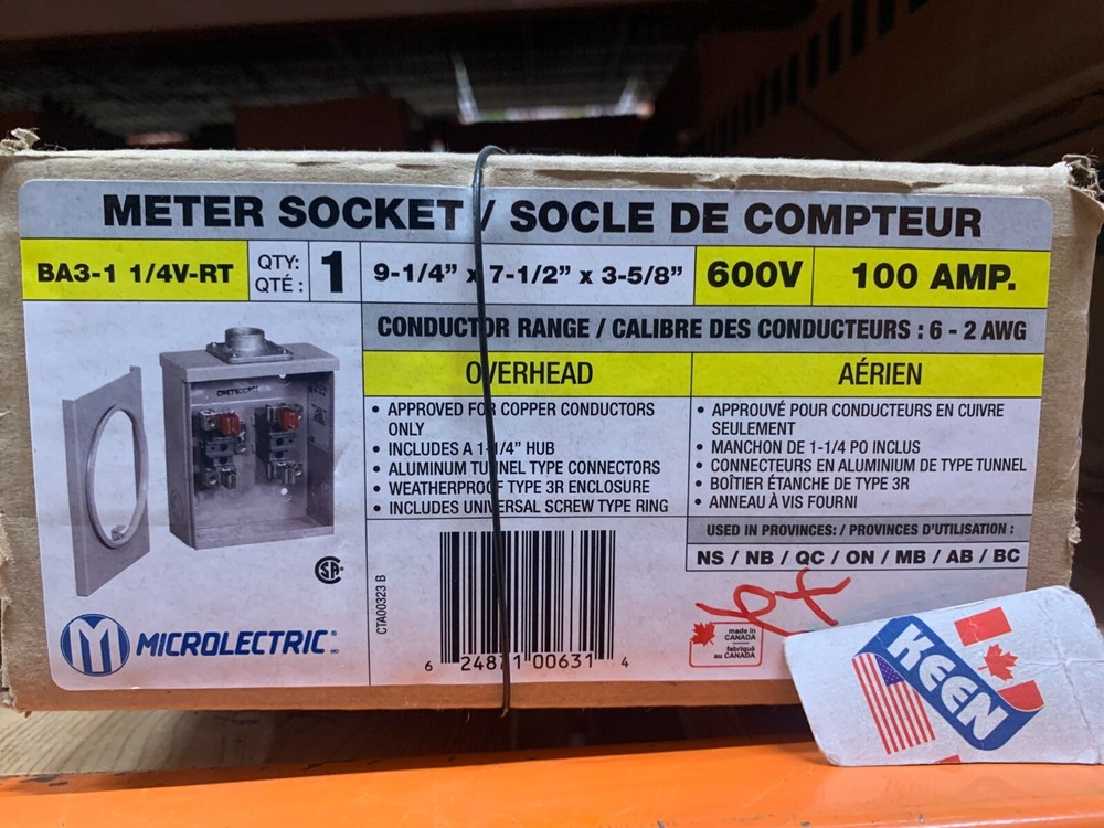 Microelectric 100A Overhead Meter Socket 1-1/4 Hub