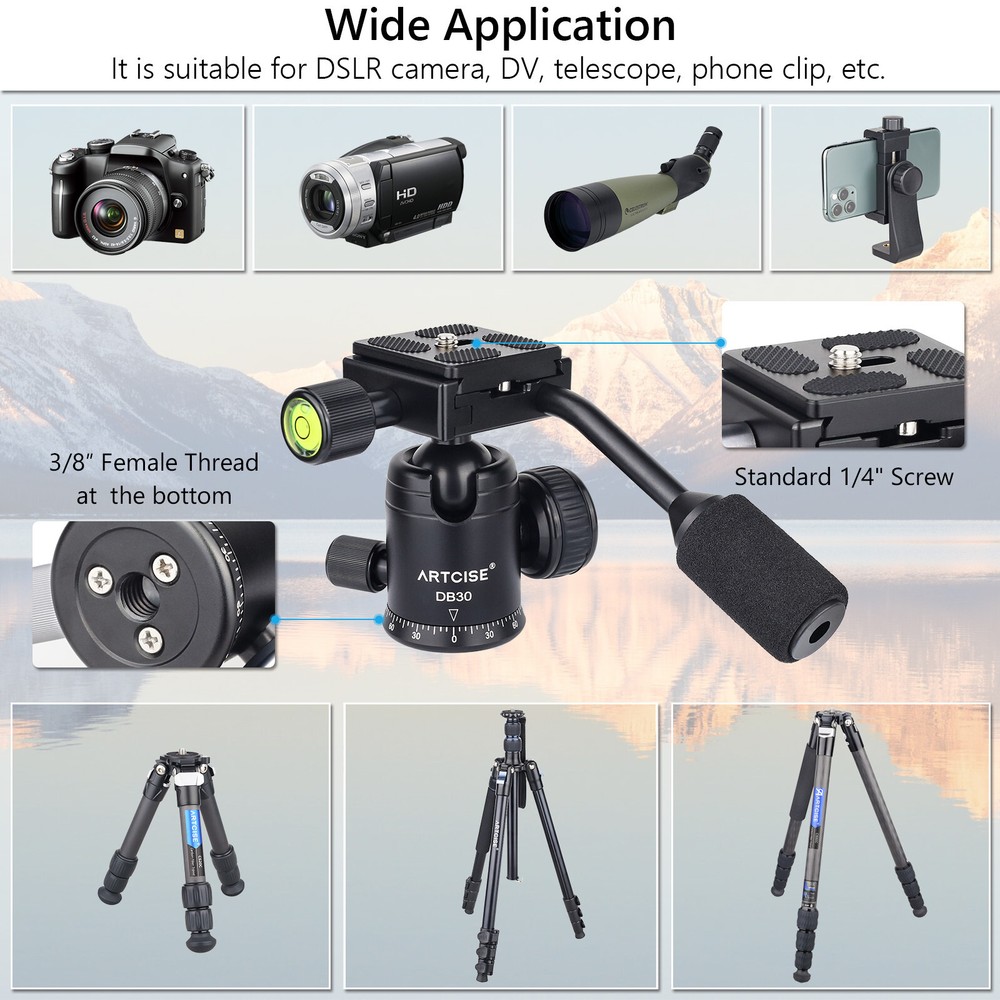ARTCISE Fluid Video Head Camera Tripod Head Ball Head Mount Panoramic Head