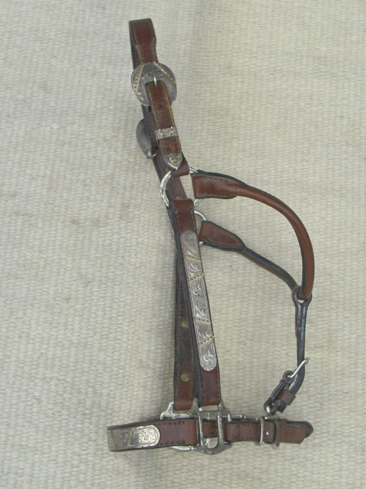 CONGRESS LEATHER WESTERN SHOW HALTER SILVER/GOLD@@