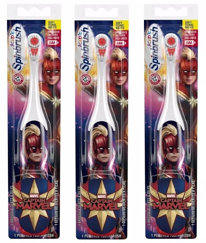 3 Pack- MARVEL - CAPTAIN MARVEL - WOW Electric Toothbrush