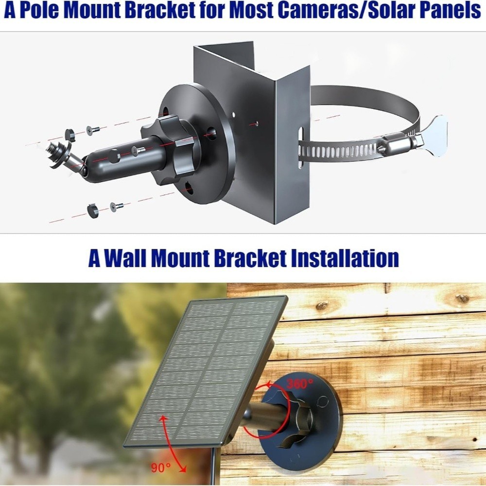 Solar Panel Mount with 360 Degree Rotation and Wall Pole Tree Installation Kit