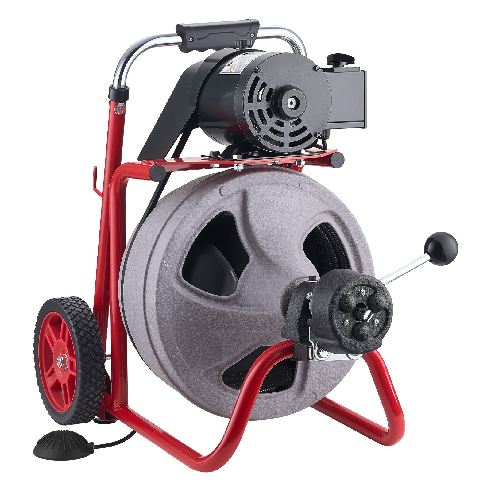 Uimoso Drain Cleaning Machine 100 FT x 3/8 In with Auto Feed,Wheels & 8 Cutters