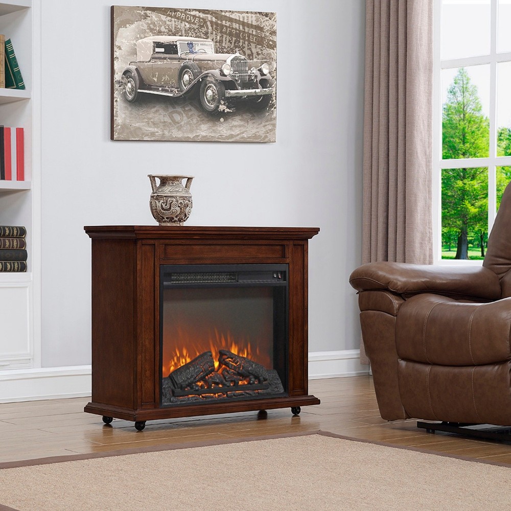 23inch Electric Fireplace Insert Heater with Log Set & Timer 1400W
