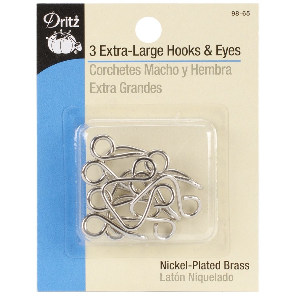 Dritz Extra-Large Hooks & Eyes, Hook & Eye Closures, Nickel