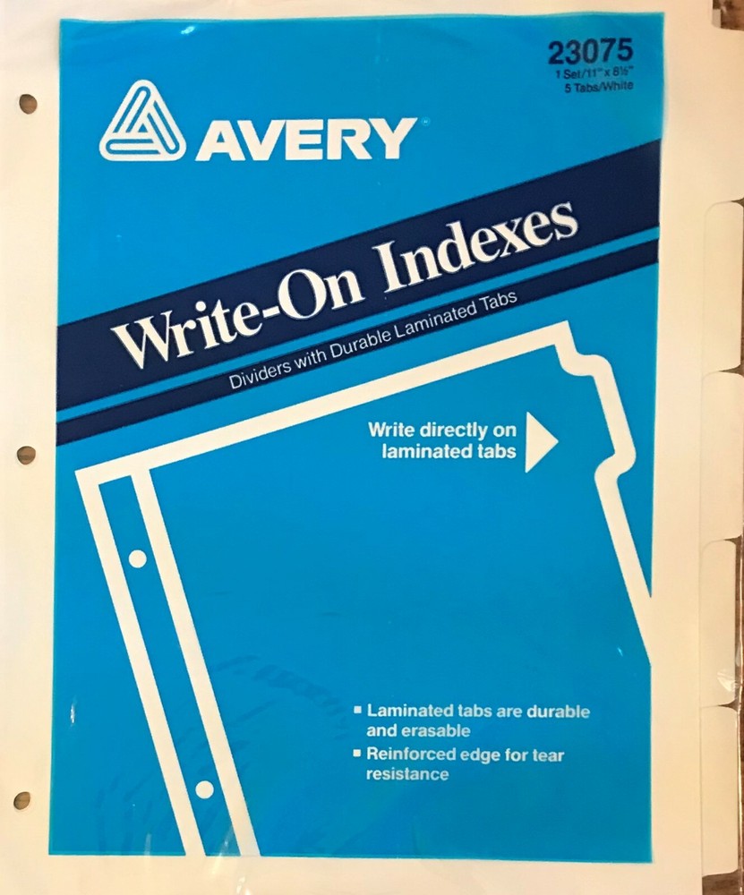 Avery Write-On Indexs 23075