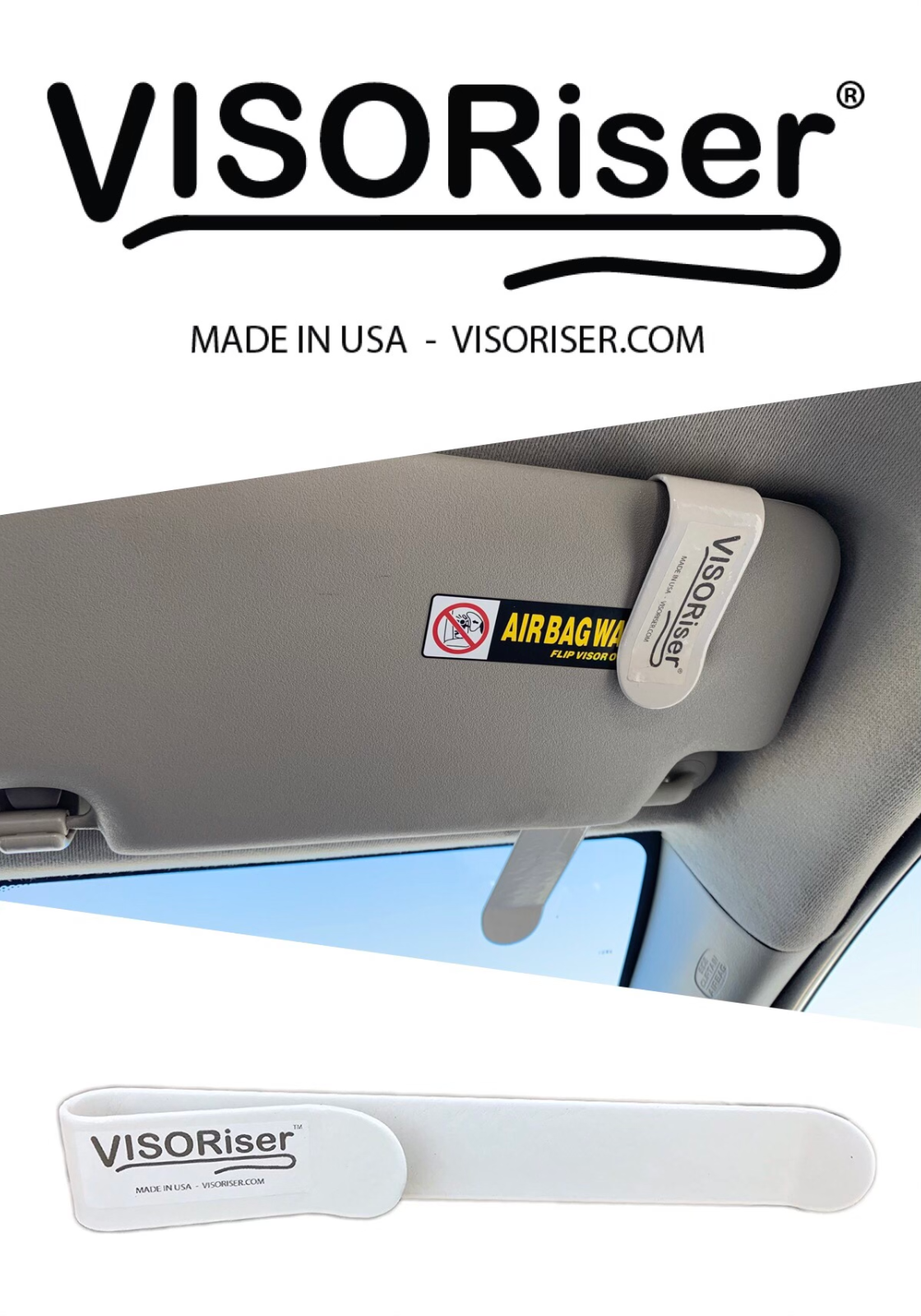 Auto sun visor quick fix-The VISORiser will make your car visor stay up-Lt. Gray