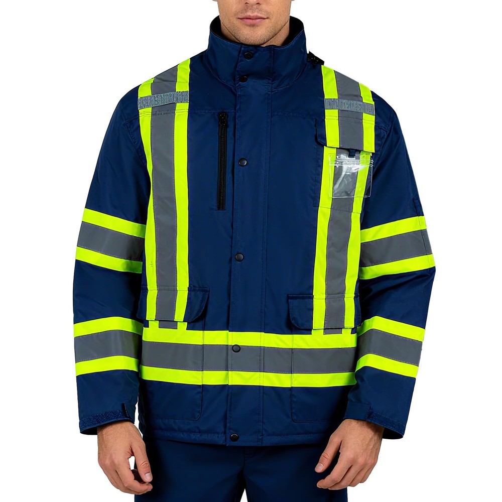 High Visibility Safety Jacket for Men Hi Vis Reflective Construction Work Jac...